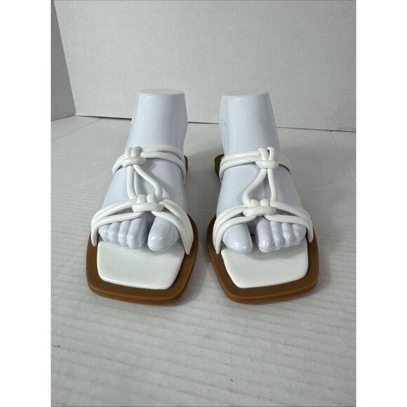 Azalea Wang Women's 7 Stetson White Slip On Square Toe Knot Sandals New 0185 - Picture 8 of 14